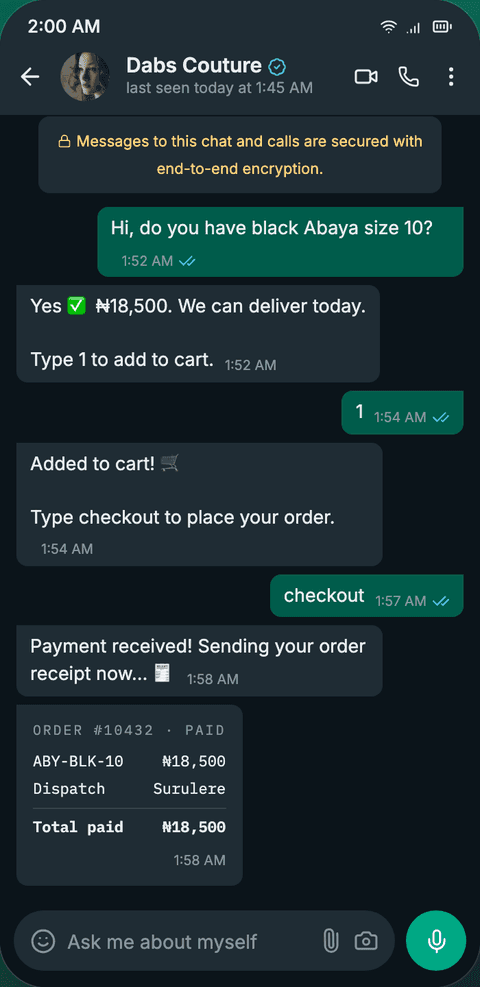 Start receiving automated orders — WaCommerce dashboard