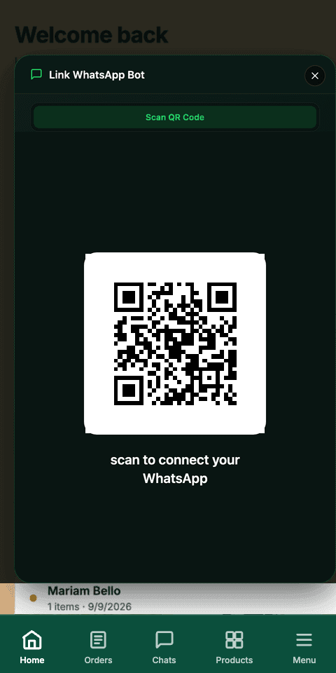 Connect your WhatsApp — WaCommerce dashboard